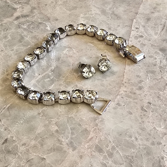 Vintage 1950 Coro rhinestone tennis bracelet set w/earring for Carol Channing - Picture 4 of 8